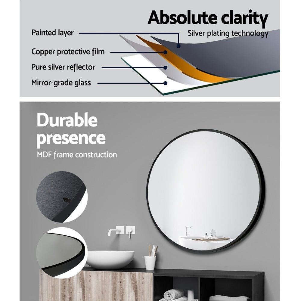 2 Wall Mirror Makeup 50cm Home Decor Framed Mirrors Bathroom Round Black - Health & Beauty > Makeup > Makeup Mirrors - Rivercity House & Home Co. (ABN 18 642 972 209) - Affordable Modern Furniture Australia