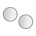 50cm Round Wall Mirror with Frame for Makeup and Bathroom - Black (2 Pack)