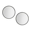 60cm Round Wall Mirror for Makeup and Home Decor - Black (Set of 2)