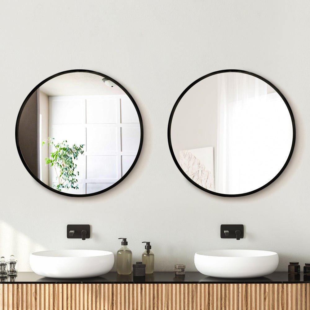 2 Wall Mirror Makeup 60cm Home Decor Framed Mirrors Bathroom Round Black - Health & Beauty > Makeup > Makeup Mirrors - Rivercity House & Home Co. (ABN 18 642 972 209) - Affordable Modern Furniture Australia