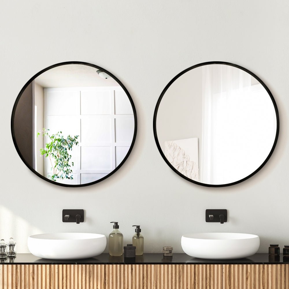 2 Wall Mirror Makeup 70cm Home Decor Framed Mirrors Bathroom Round Black - Health & Beauty > Makeup > Makeup Mirrors - Rivercity House & Home Co. (ABN 18 642 972 209) - Affordable Modern Furniture Australia