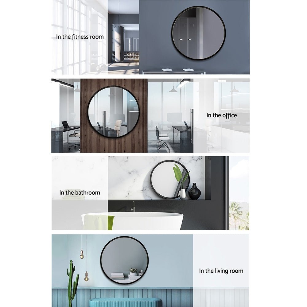 2 Wall Mirror Makeup 70cm Home Decor Framed Mirrors Bathroom Round Black - Health & Beauty > Makeup > Makeup Mirrors - Rivercity House & Home Co. (ABN 18 642 972 209) - Affordable Modern Furniture Australia