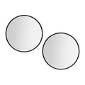 70cm Round Wall Makeup Mirror with Frame - Black (Set of 2)
