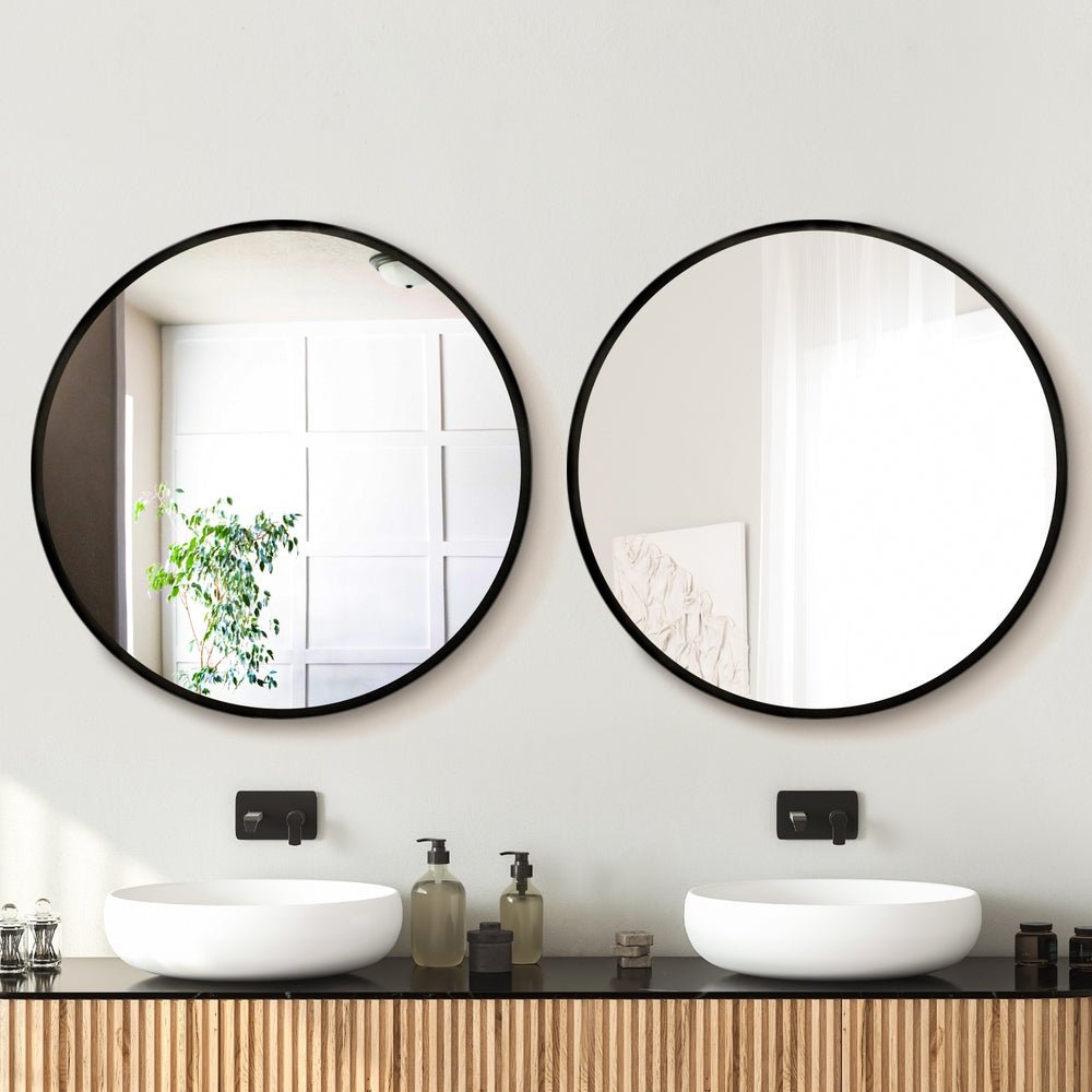 2 Wall Mirror Makeup 80cm Home Decor Framed Mirrors Bathroom Round Black - Health & Beauty > Makeup > Makeup Mirrors - Rivercity House & Home Co. (ABN 18 642 972 209) - Affordable Modern Furniture Australia