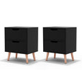 BODEN Bedside Table with 2 Drawers, Set of 2 - Black