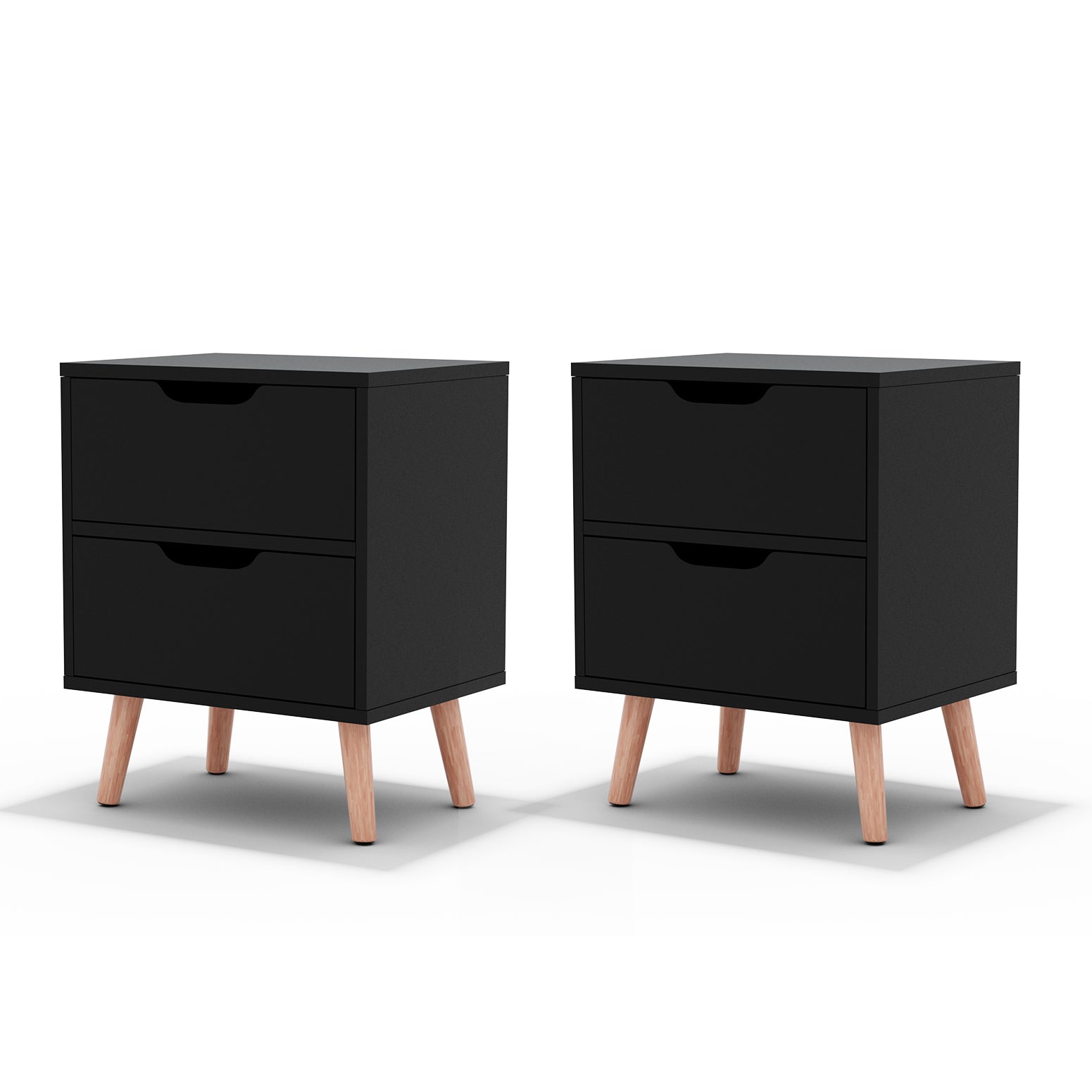 2 x Bedside Table 2 Drawers - BODEN Black - Furniture > Bedroom > Bedside Tables - Rivercity House & Home Co. (ABN 18 642 972 209) - Affordable Modern Furniture Australia