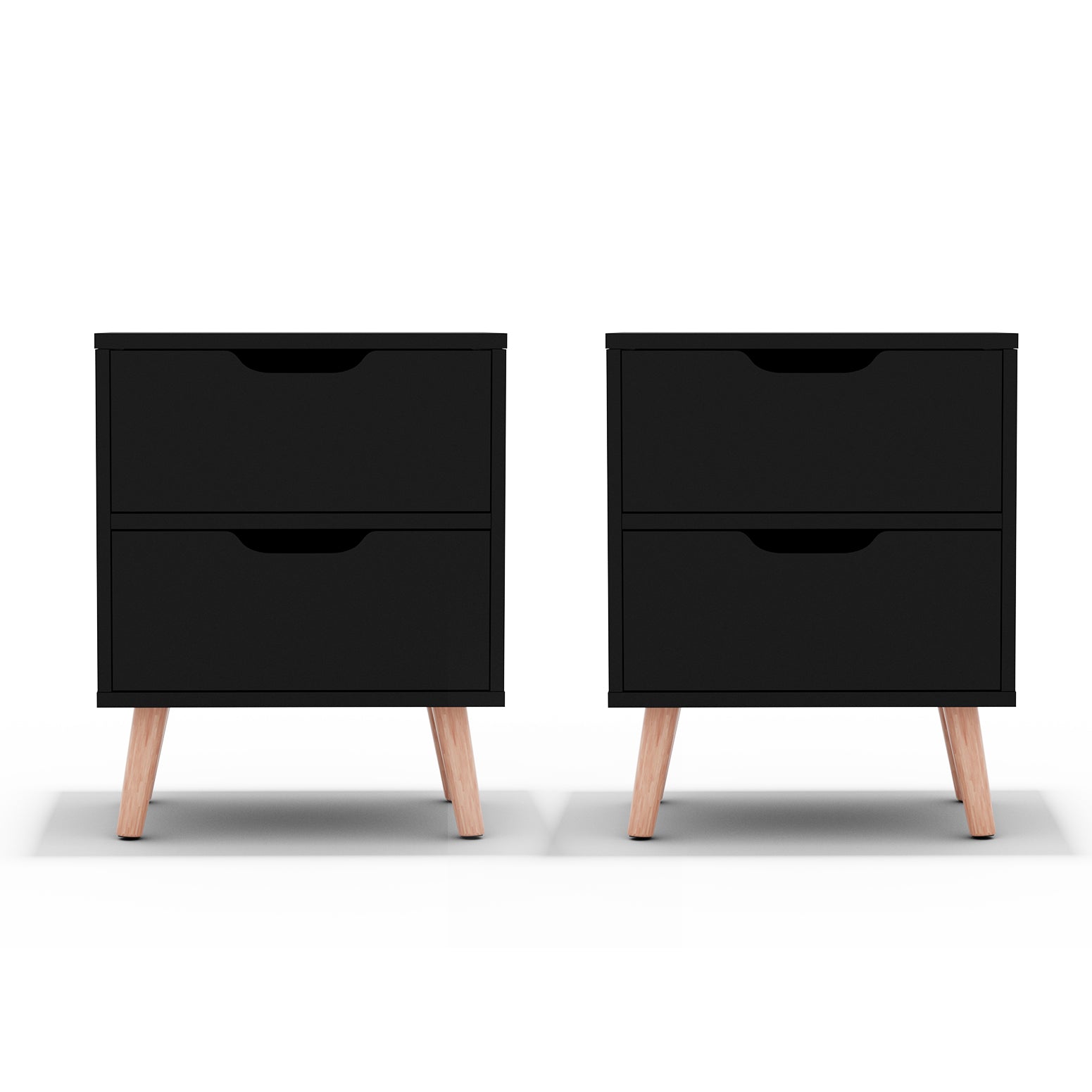 2 x Bedside Table 2 Drawers - BODEN Black - Furniture > Bedroom > Bedside Tables - Rivercity House & Home Co. (ABN 18 642 972 209) - Affordable Modern Furniture Australia