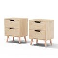 BODEN Pine Bedside Table 2 Drawers Set of 2 - Pine