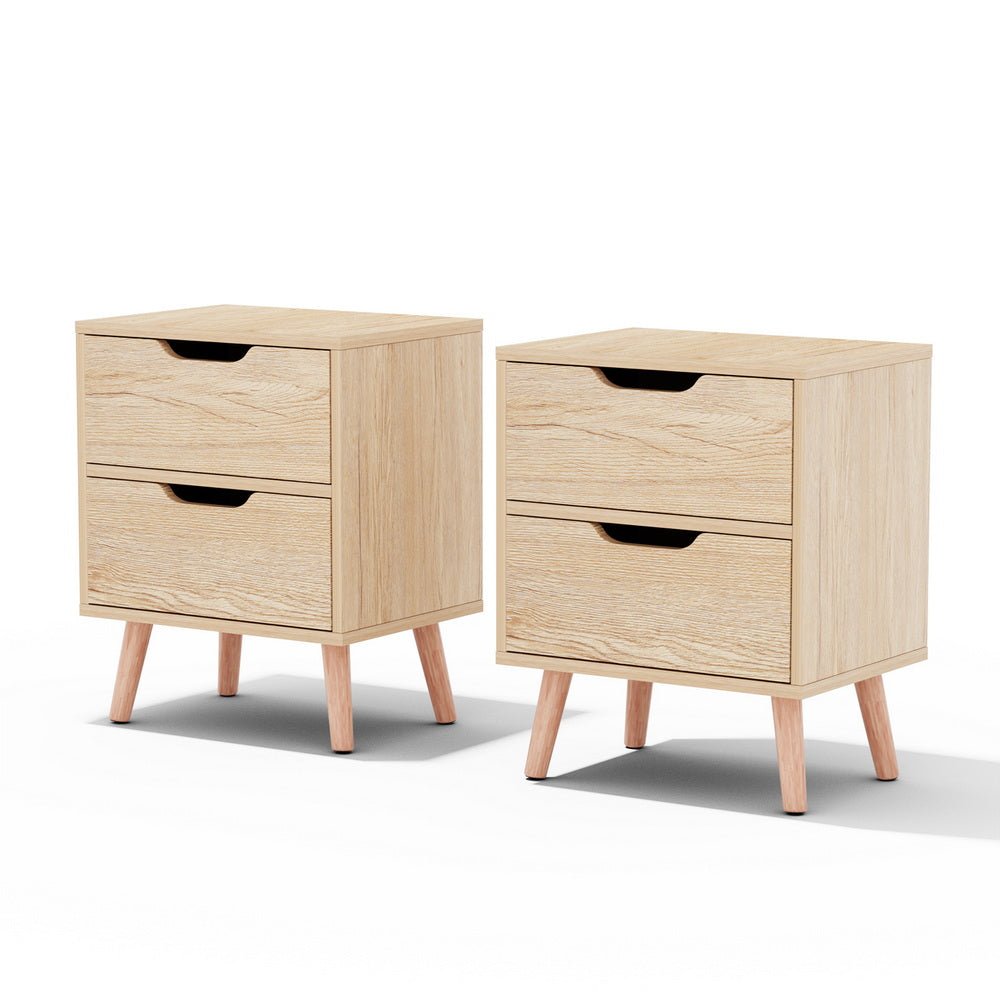 2 x Bedside Table 2 Drawers - BODEN Pine - Furniture > Bedroom > Bedside Tables - Rivercity House & Home Co. (ABN 18 642 972 209) - Affordable Modern Furniture Australia