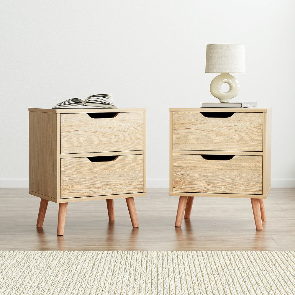 2 x Bedside Table 2 Drawers - BODEN Pine - Furniture > Bedroom > Bedside Tables - Rivercity House & Home Co. (ABN 18 642 972 209) - Affordable Modern Furniture Australia