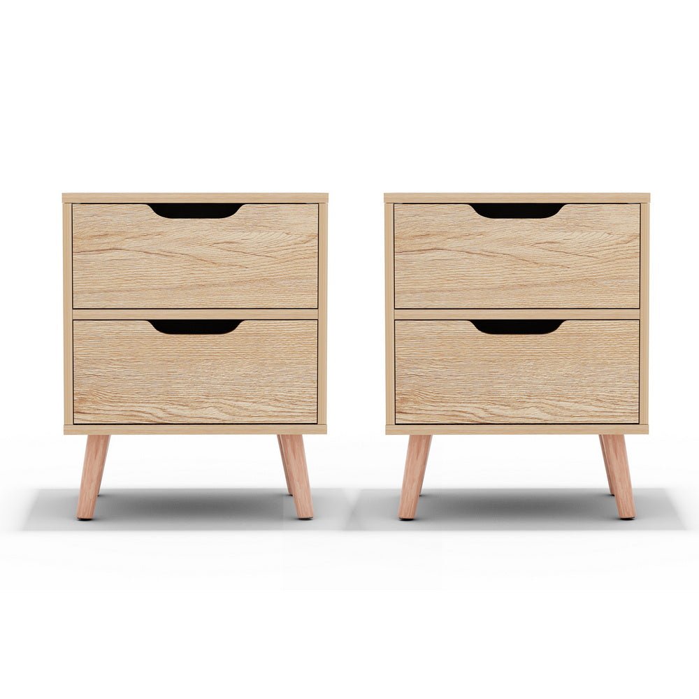 2 x Bedside Table 2 Drawers - BODEN Pine - Furniture > Bedroom > Bedside Tables - Rivercity House & Home Co. (ABN 18 642 972 209) - Affordable Modern Furniture Australia