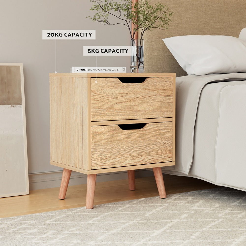 2 x Bedside Table 2 Drawers - BODEN Pine - Furniture > Bedroom > Bedside Tables - Rivercity House & Home Co. (ABN 18 642 972 209) - Affordable Modern Furniture Australia