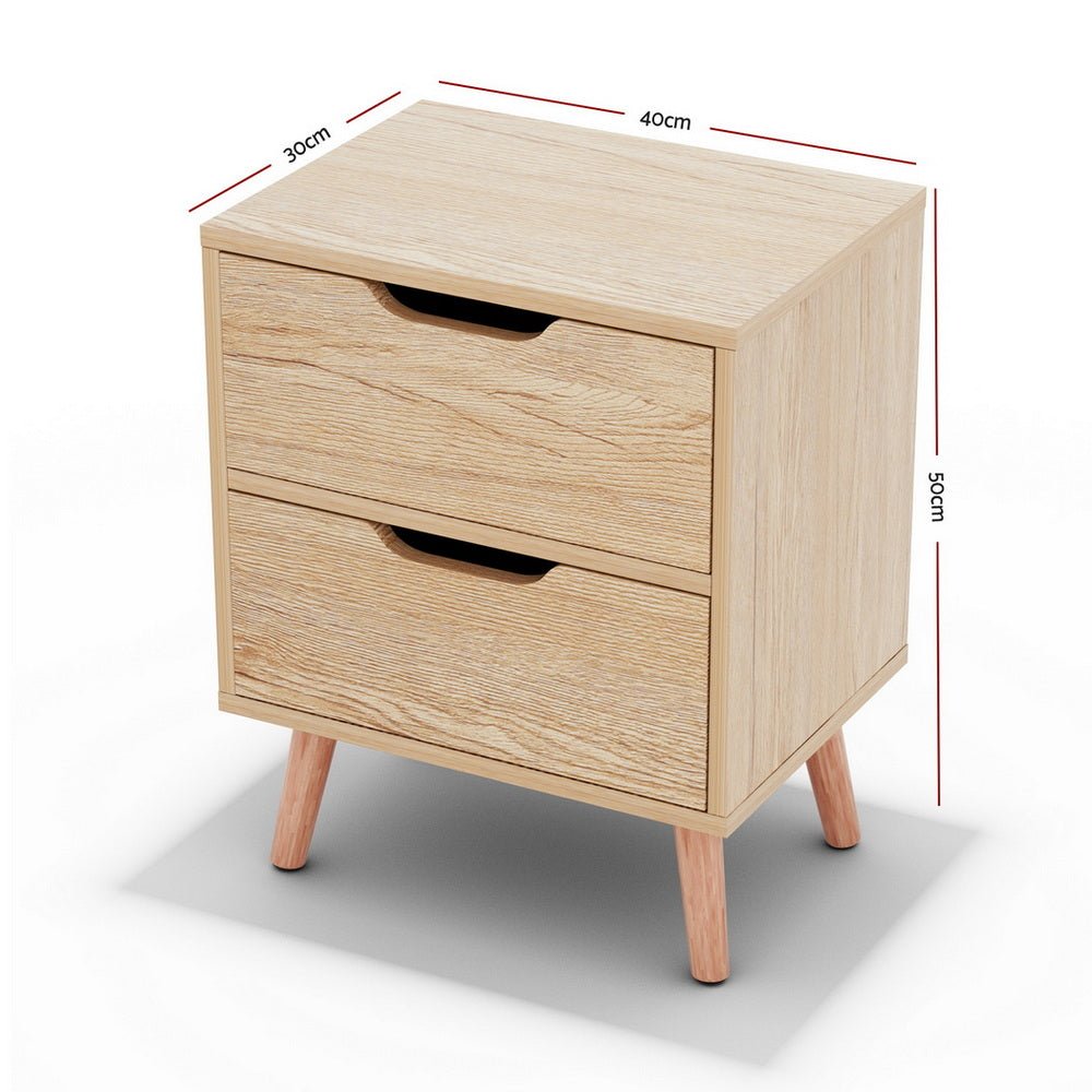 2 x Bedside Table 2 Drawers - BODEN Pine - Furniture > Bedroom > Bedside Tables - Rivercity House & Home Co. (ABN 18 642 972 209) - Affordable Modern Furniture Australia