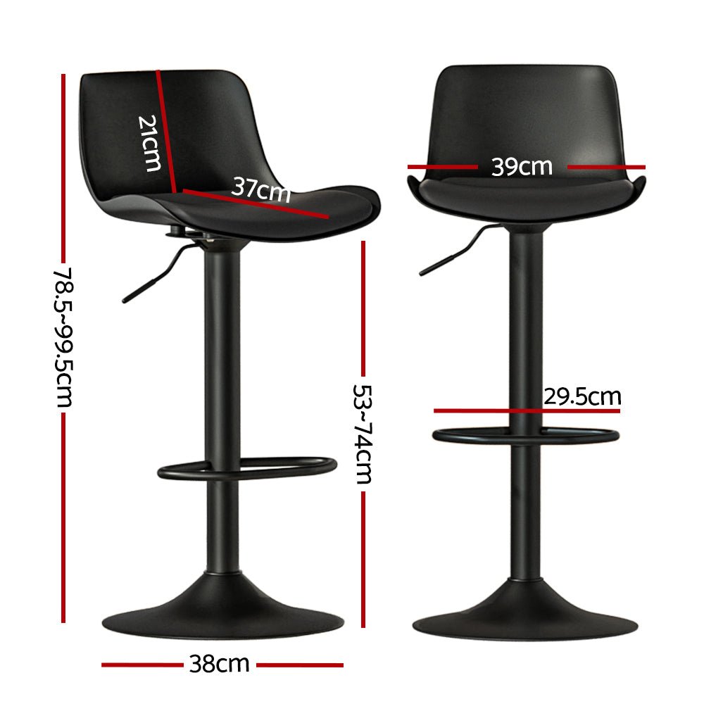 2 x Contemporary Gas Lift Swivel Bar Stools Black - Furniture > Bar Stools & Chairs - Rivercity House & Home Co. (ABN 18 642 972 209) - Affordable Modern Furniture Australia