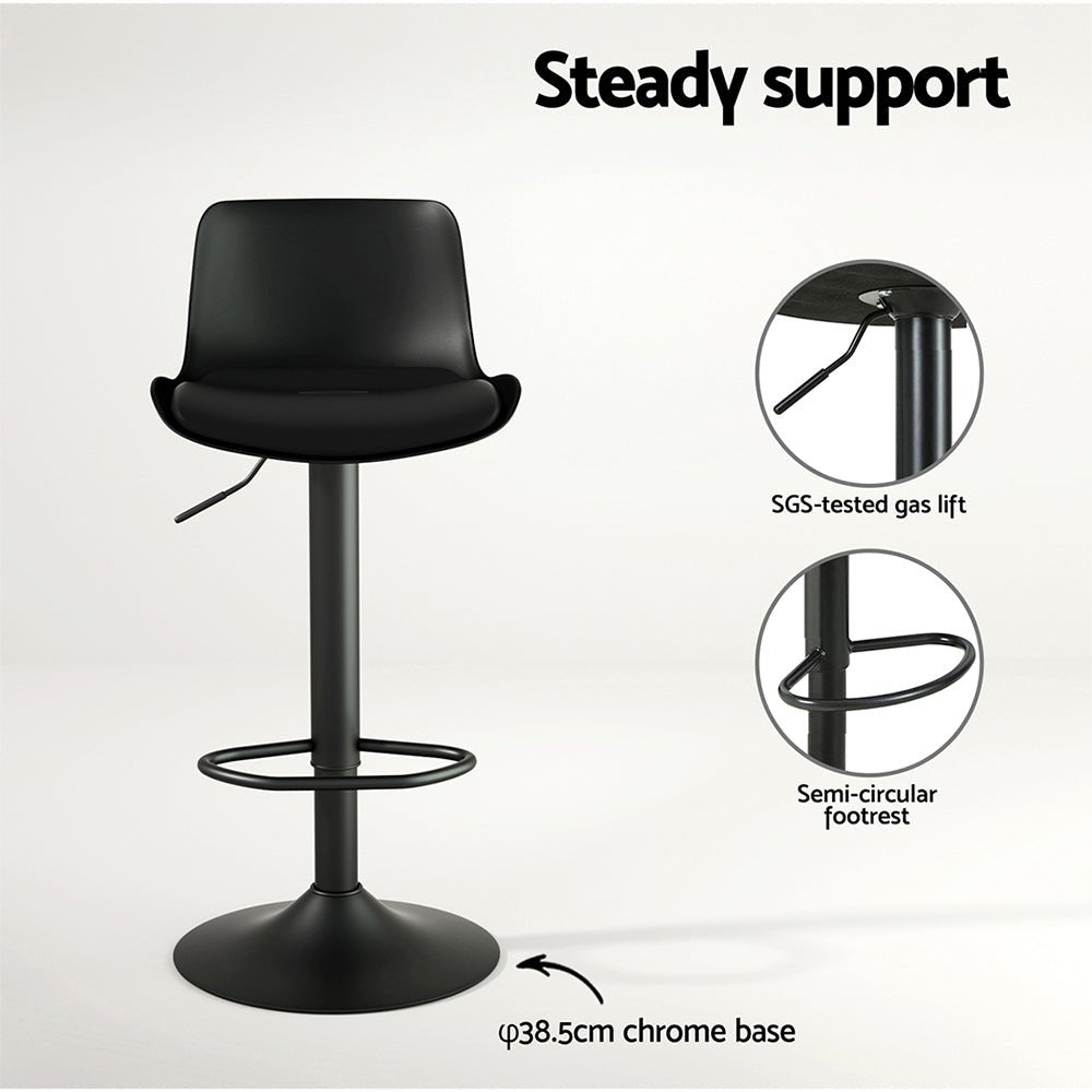 2 x Contemporary Gas Lift Swivel Bar Stools Black - Furniture > Bar Stools & Chairs - Rivercity House & Home Co. (ABN 18 642 972 209) - Affordable Modern Furniture Australia