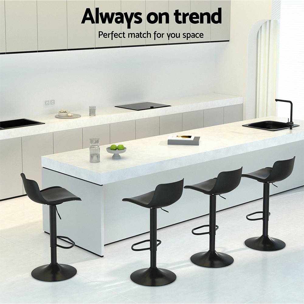 2 x Contemporary Gas Lift Swivel Bar Stools Black - Furniture > Bar Stools & Chairs - Rivercity House & Home Co. (ABN 18 642 972 209) - Affordable Modern Furniture Australia