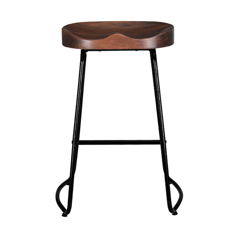 2 x Elm Wood Backless Bar Stools 65cm - Black and Dark Natural - Rivercity House & Home Co. (ABN 18 642 972 209) - Affordable Modern Furniture Australia