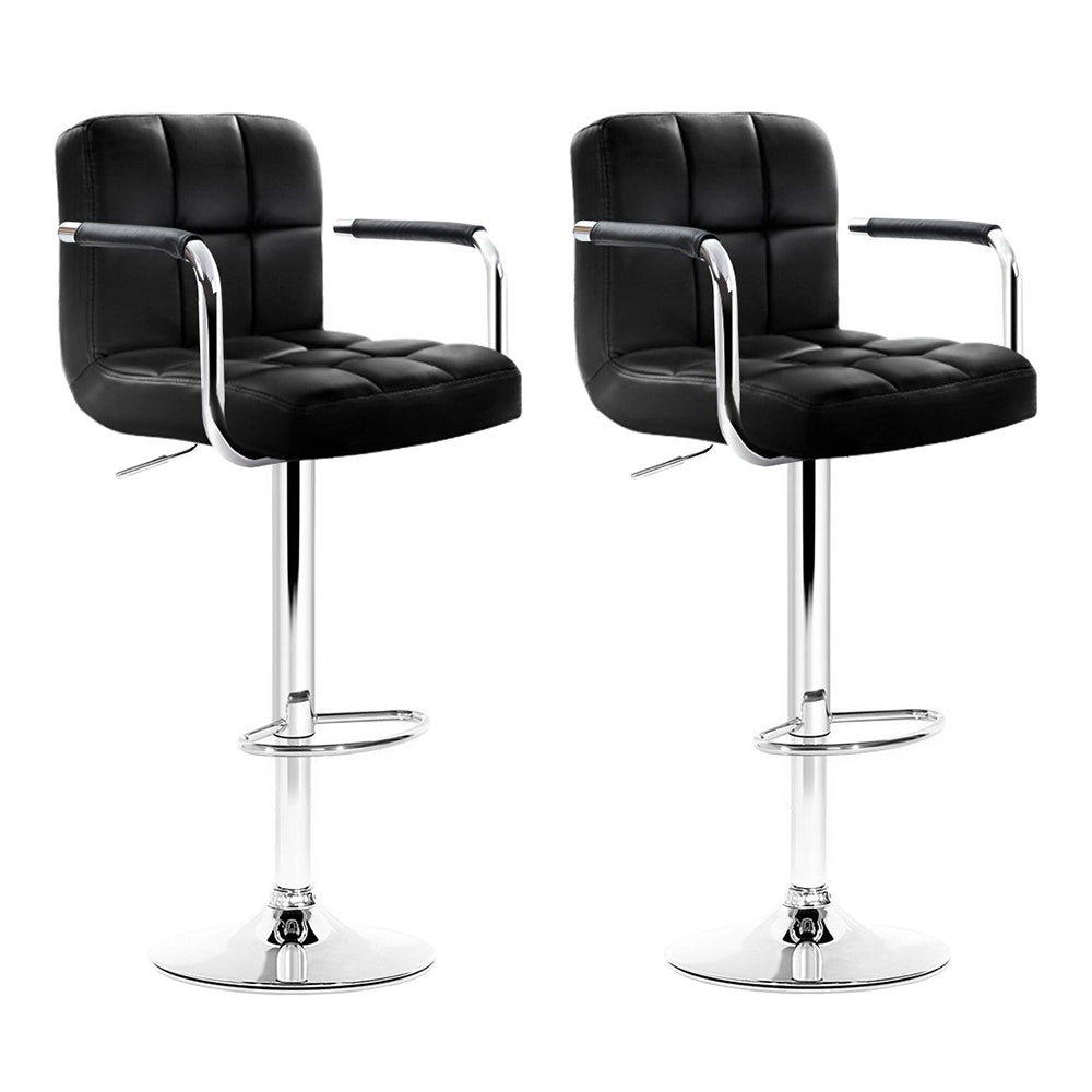 2 x Gas Lift Bar Stools Black - Rivercity House & Home Co. (ABN 18 642 972 209) - Affordable Modern Furniture Australia