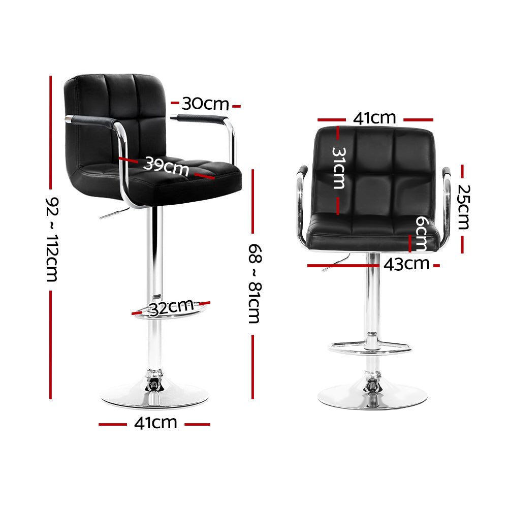 2 x Gas Lift Bar Stools Black - Rivercity House & Home Co. (ABN 18 642 972 209) - Affordable Modern Furniture Australia