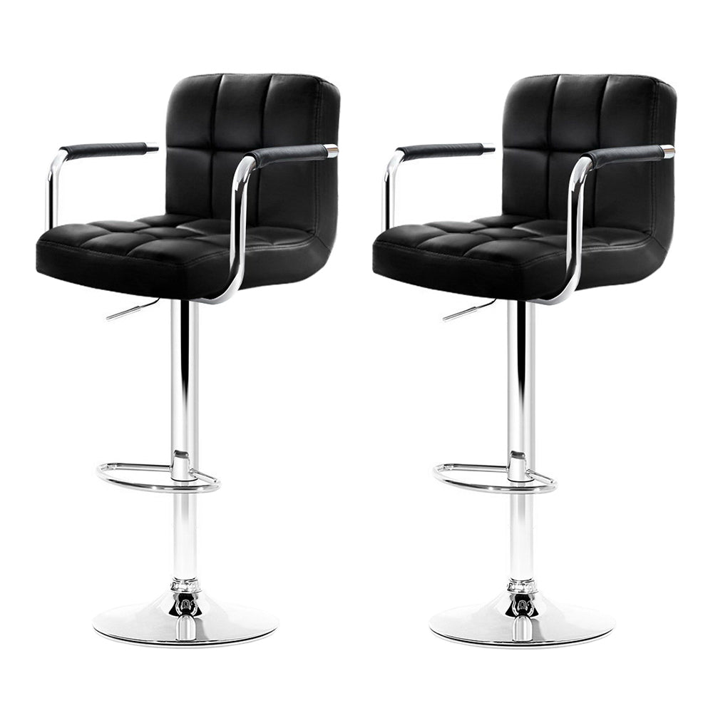 2 x Gas Lift Bar Stools Black - Rivercity House & Home Co. (ABN 18 642 972 209) - Affordable Modern Furniture Australia