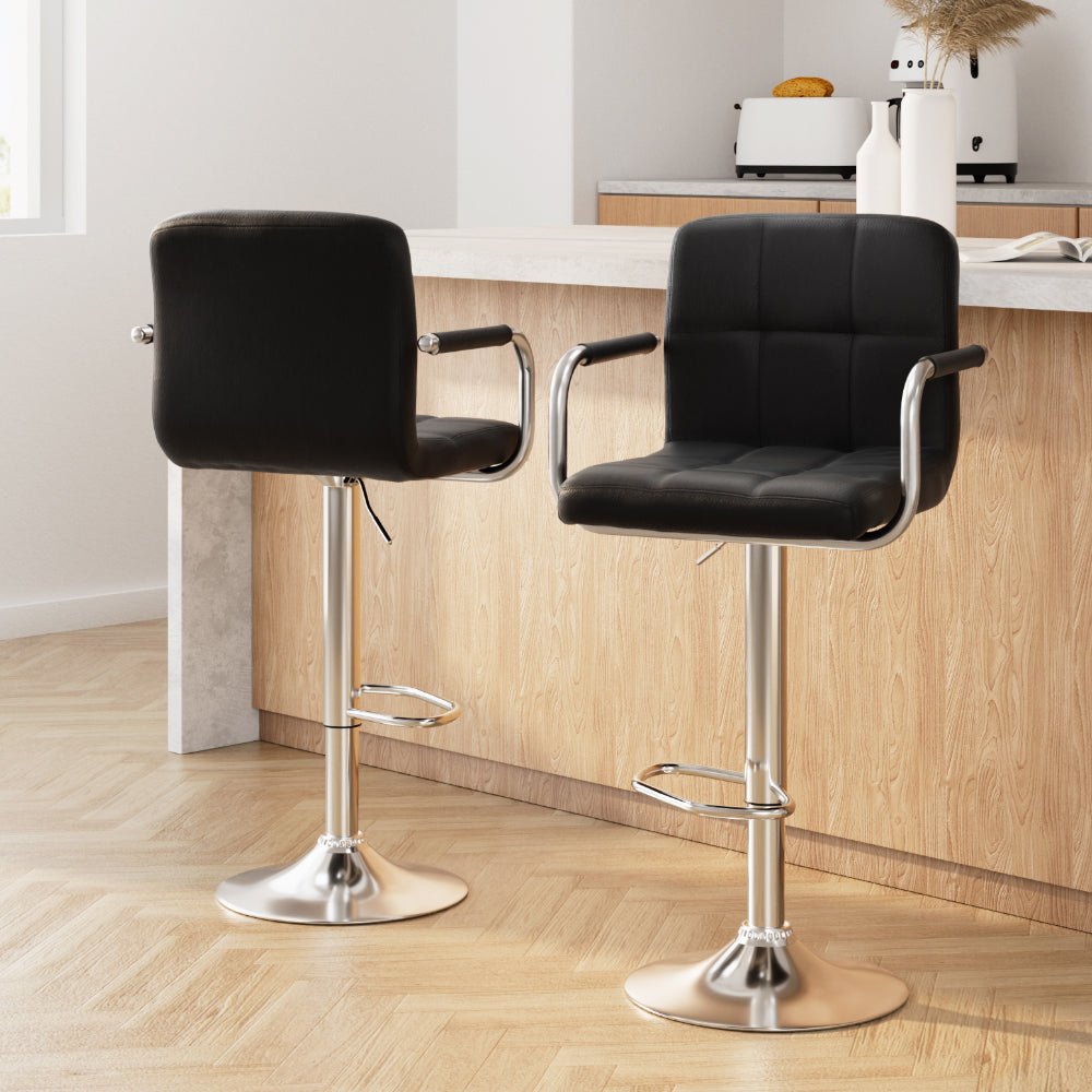 2 x Gas Lift Bar Stools Black - Rivercity House & Home Co. (ABN 18 642 972 209) - Affordable Modern Furniture Australia
