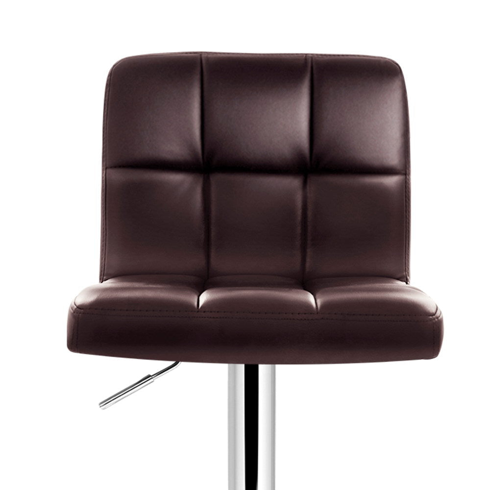 2 x Gas Lift Bar Stools PU Leather - Chocolate Brown - Rivercity House & Home Co. (ABN 18 642 972 209) - Affordable Modern Furniture Australia
