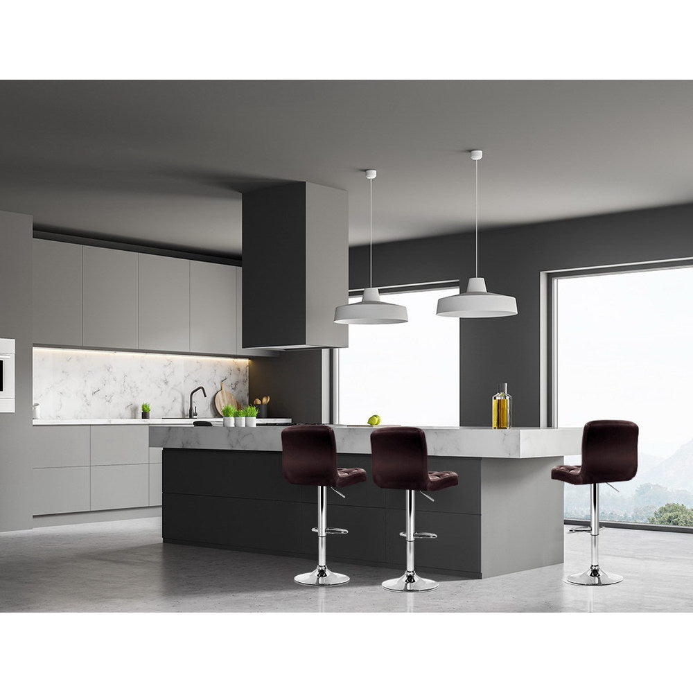 2 x Gas Lift Bar Stools PU Leather - Chocolate Brown - Rivercity House & Home Co. (ABN 18 642 972 209) - Affordable Modern Furniture Australia