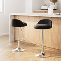 Bar Stools Kitchen Stool Chairs Dining Gas Lift Swivel Leather Black x2