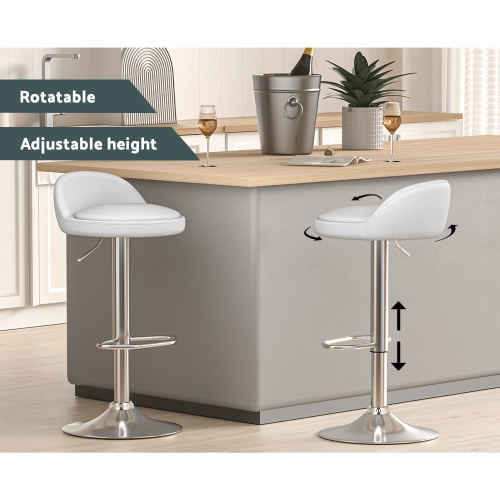 2 x Nuvo Bar Stools PU Leather - White - Furniture > Bar Stools & Chairs - Rivercity House & Home Co. (ABN 18 642 972 209) - Affordable Modern Furniture Australia