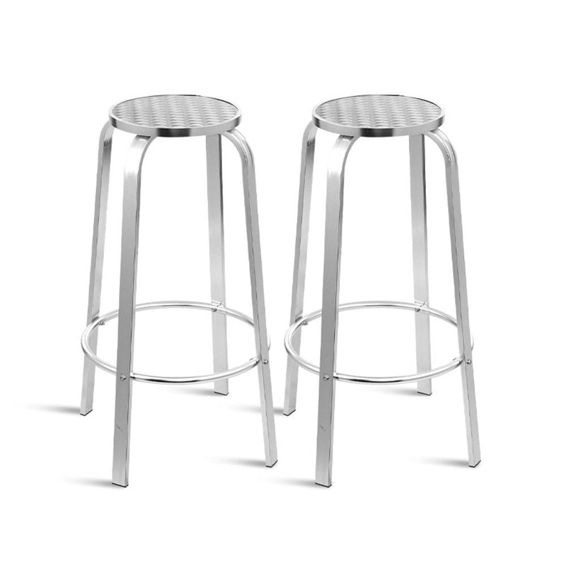 2 x Outdoor Bar Stools Patio Furniture Indoor Bistro Kitchen Aluminum - Rivercity House & Home Co. (ABN 18 642 972 209) - Affordable Modern Furniture Australia