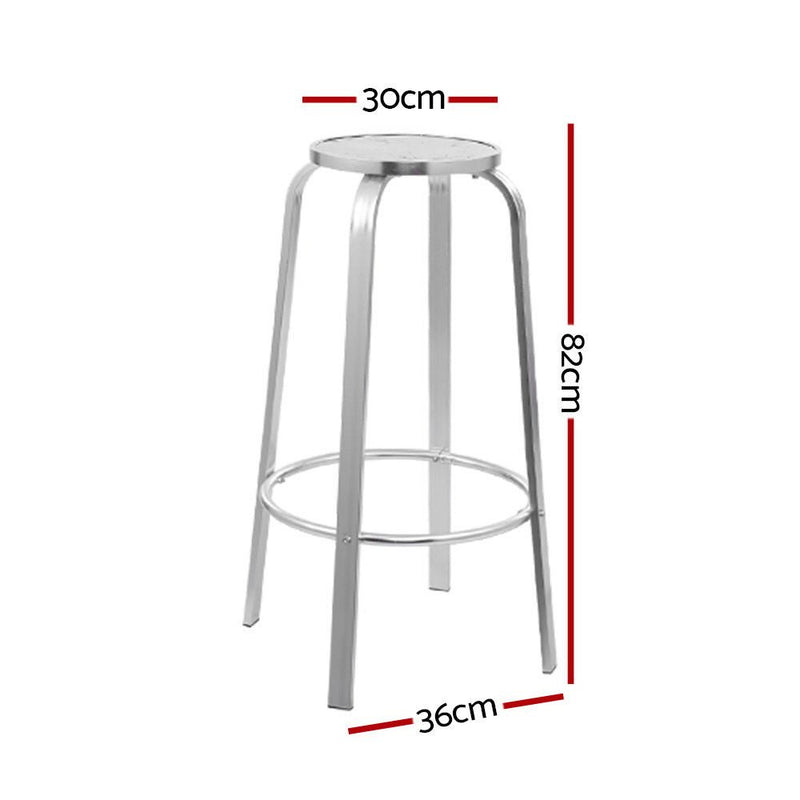 2 x Outdoor Bar Stools Patio Furniture Indoor Bistro Kitchen Aluminum - Rivercity House & Home Co. (ABN 18 642 972 209) - Affordable Modern Furniture Australia