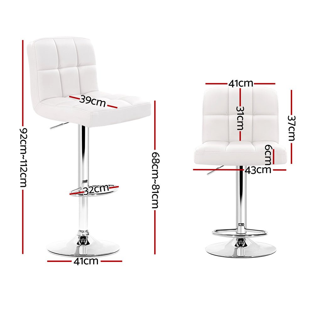 2 x PU Leather Gas Lift Bar Stools - White - Rivercity House & Home Co. (ABN 18 642 972 209) - Affordable Modern Furniture Australia