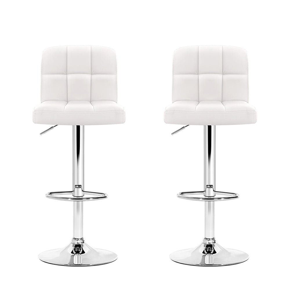 2 x PU Leather Gas Lift Bar Stools - White - Rivercity House & Home Co. (ABN 18 642 972 209) - Affordable Modern Furniture Australia