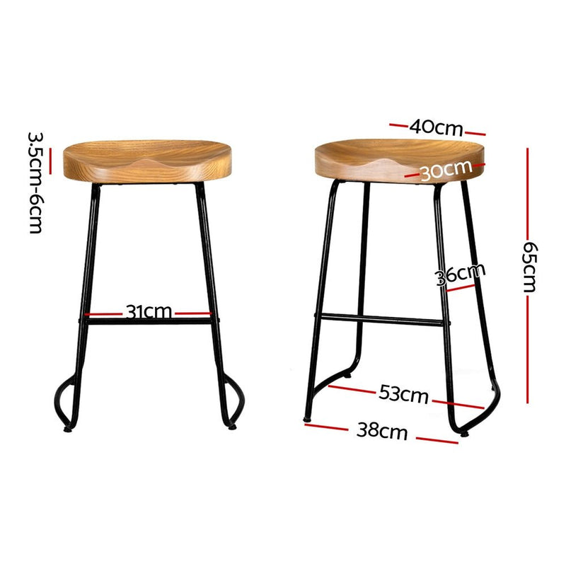 2 x Wooden Barstools 65CM - Rivercity House & Home Co. (ABN 18 642 972 209) - Affordable Modern Furniture Australia