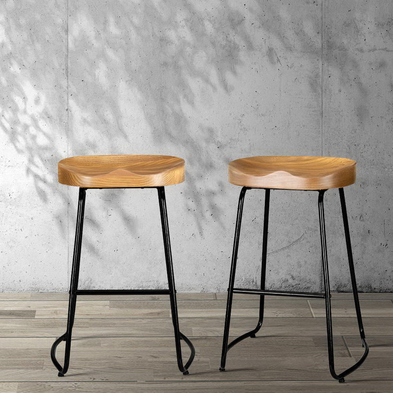 2 x Wooden Barstools 65CM - Rivercity House & Home Co. (ABN 18 642 972 209) - Affordable Modern Furniture Australia