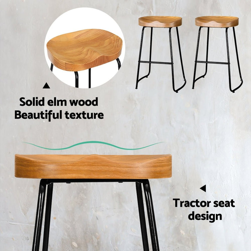 2 x Wooden Barstools 65CM - Rivercity House & Home Co. (ABN 18 642 972 209) - Affordable Modern Furniture Australia