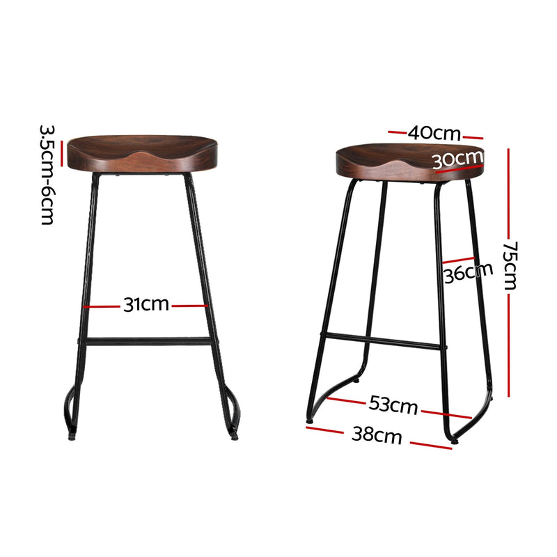 2 x Wooden Barstools - Rivercity House & Home Co. (ABN 18 642 972 209) - Affordable Modern Furniture Australia