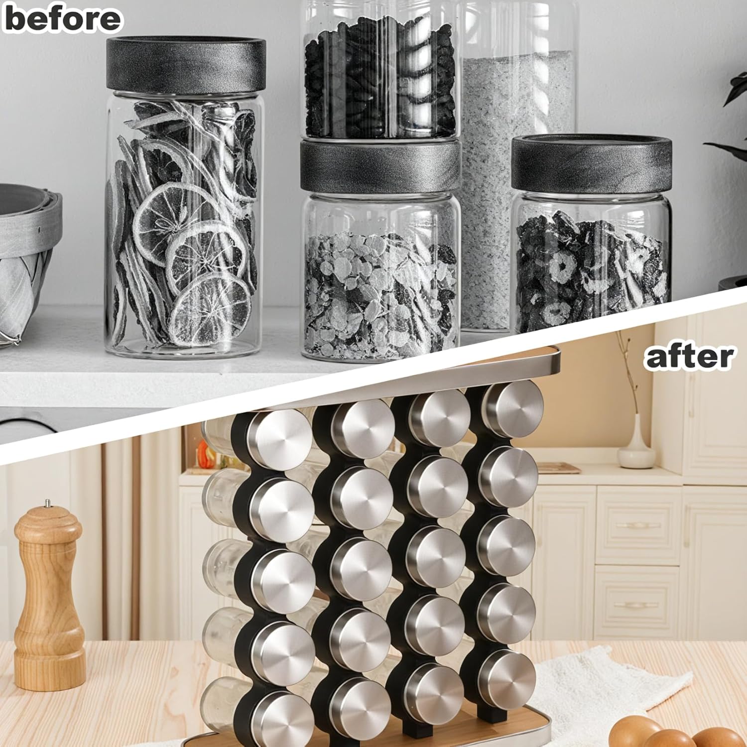20 - Jar Spice Rack Organizer Storage for Kitchen Countertop or Cabinet - Home & Garden > DIY > Kitchen & Bathroom DIY - Rivercity House & Home Co. (ABN 18 642 972 209) - Affordable Modern Furniture Australia
