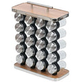 20-Jar Spice Rack Organiser for Kitchen Countertop or Cabinet - Stainless Steel & Wood Grain