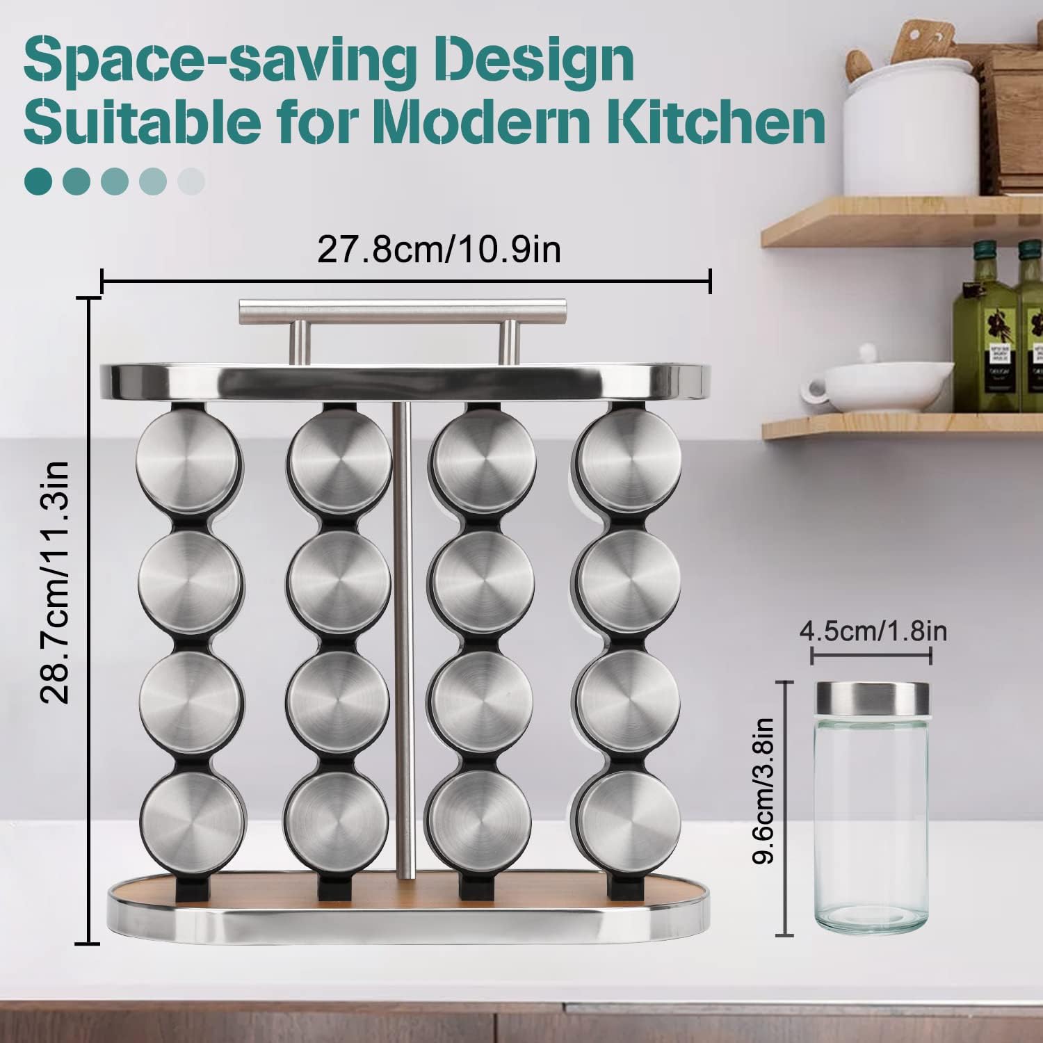 20 - Jar Spice Rack Organizer Storage for Kitchen Countertop or Cabinet - Home & Garden > DIY > Kitchen & Bathroom DIY - Rivercity House & Home Co. (ABN 18 642 972 209) - Affordable Modern Furniture Australia