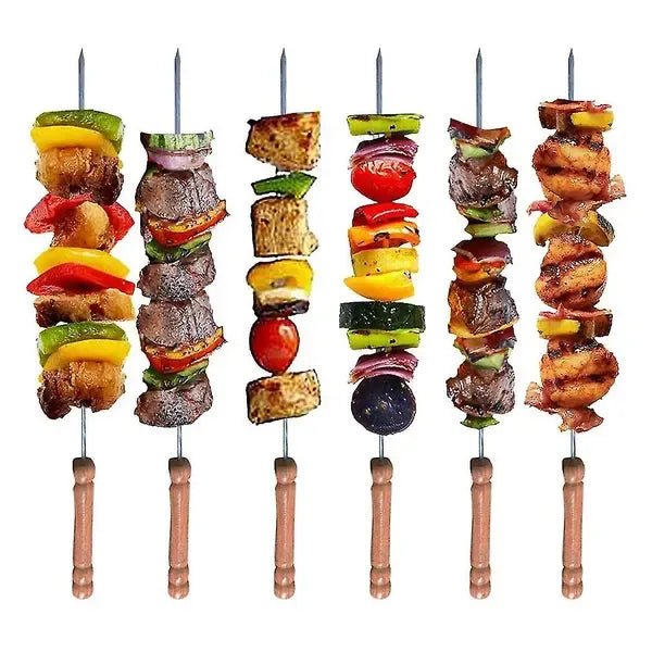 20 Pack Stainless Steel BBQ Skewers with Wooden Handles 30 cm Twisted Non-Slip Design for Grilling and Outdoor Cooking - Silver - Home & Garden > BBQ > BBQ Tools - Rivercity House & Home Co. (ABN 18 642 972 209) - Affordable Modern Furniture Australia