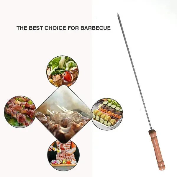 20 Pack Stainless Steel BBQ Skewers with Wooden Handles 30 cm Twisted Non-Slip Design for Grilling and Outdoor Cooking - Silver - Home & Garden > BBQ > BBQ Tools - Rivercity House & Home Co. (ABN 18 642 972 209) - Affordable Modern Furniture Australia