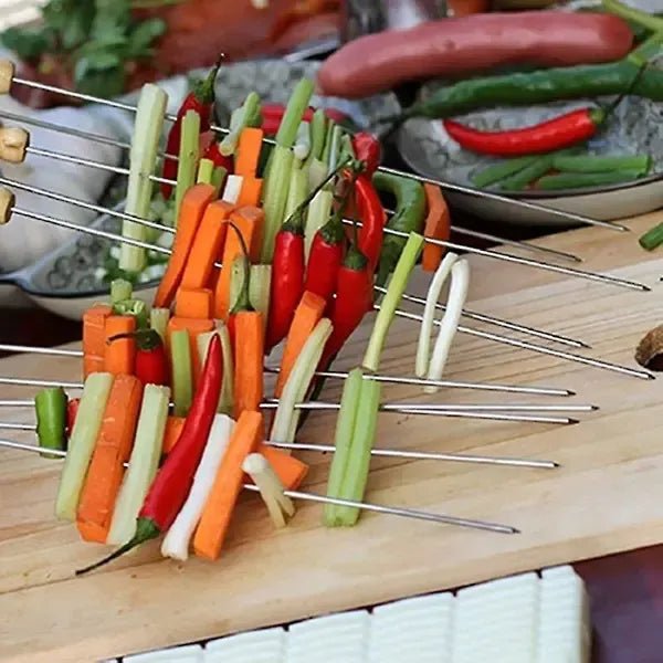 20 Pack Stainless Steel BBQ Skewers with Wooden Handles 30 cm Twisted Non-Slip Design for Grilling and Outdoor Cooking - Silver - Home & Garden > BBQ > BBQ Tools - Rivercity House & Home Co. (ABN 18 642 972 209) - Affordable Modern Furniture Australia