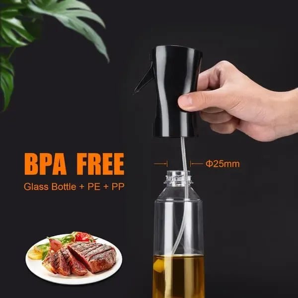 200 mL BPA-Free Fine Mist Oil Spray Bottle for Cooking, Air Fryers, Grilling and Roasting - Black - Home & Garden > Kitchenware > Kitchen Utensils - Rivercity House & Home Co. (ABN 18 642 972 209) - Affordable Modern Furniture Australia