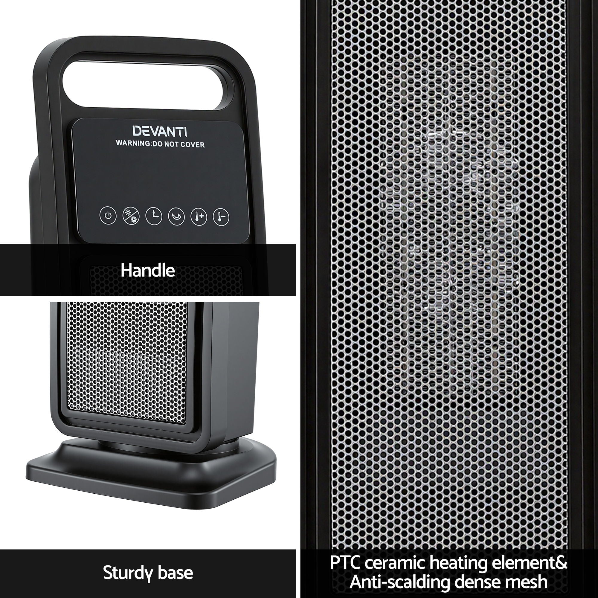 2000W Ceramic Tower Heater Space Heaters Indoor Oscillating Black - Appliances > Heaters > Electric Heaters - Rivercity House & Home Co. (ABN 18 642 972 209) - Affordable Modern Furniture Australia