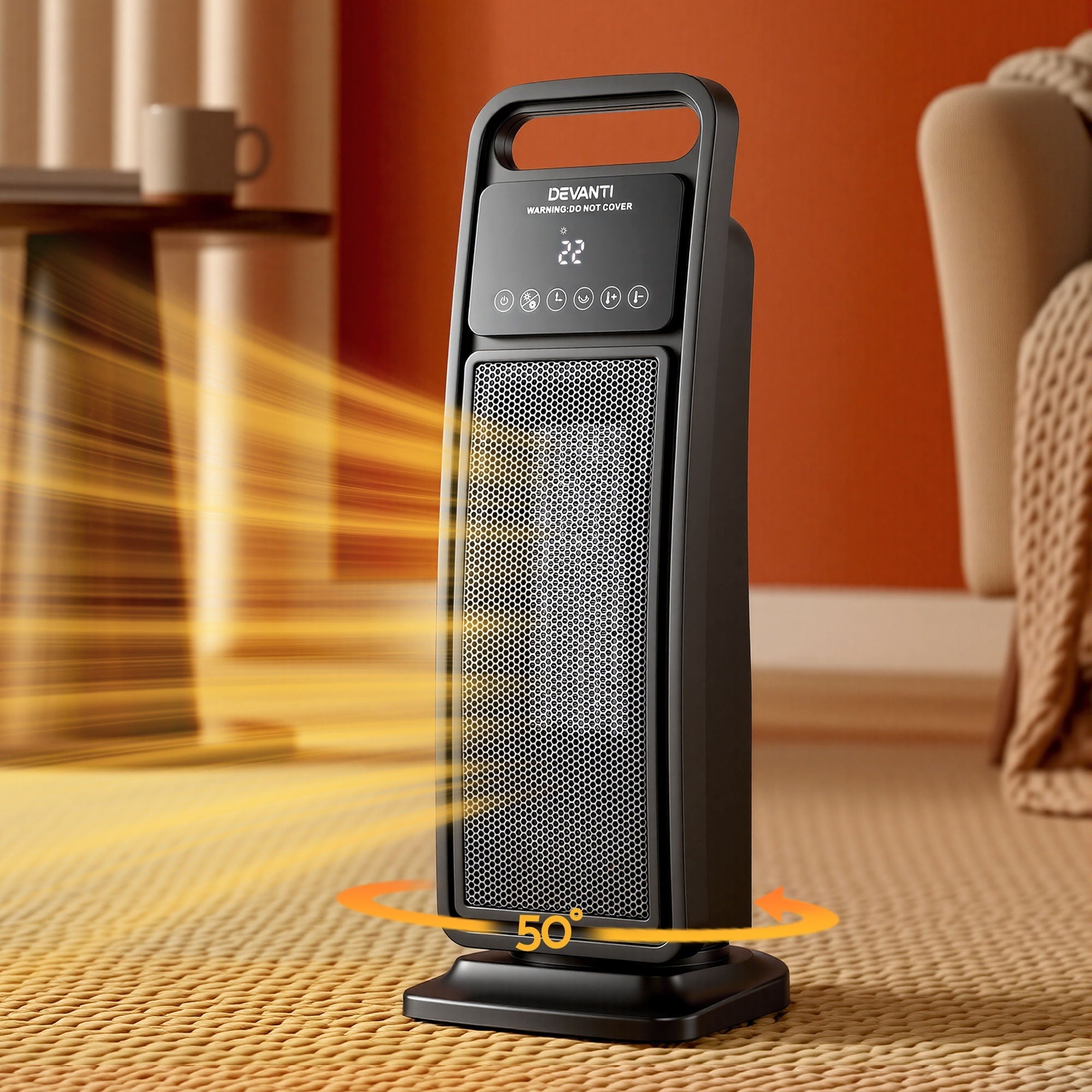 2000W Ceramic Tower Heater Space Heaters Indoor Oscillating Black - Appliances > Heaters > Electric Heaters - Rivercity House & Home Co. (ABN 18 642 972 209) - Affordable Modern Furniture Australia