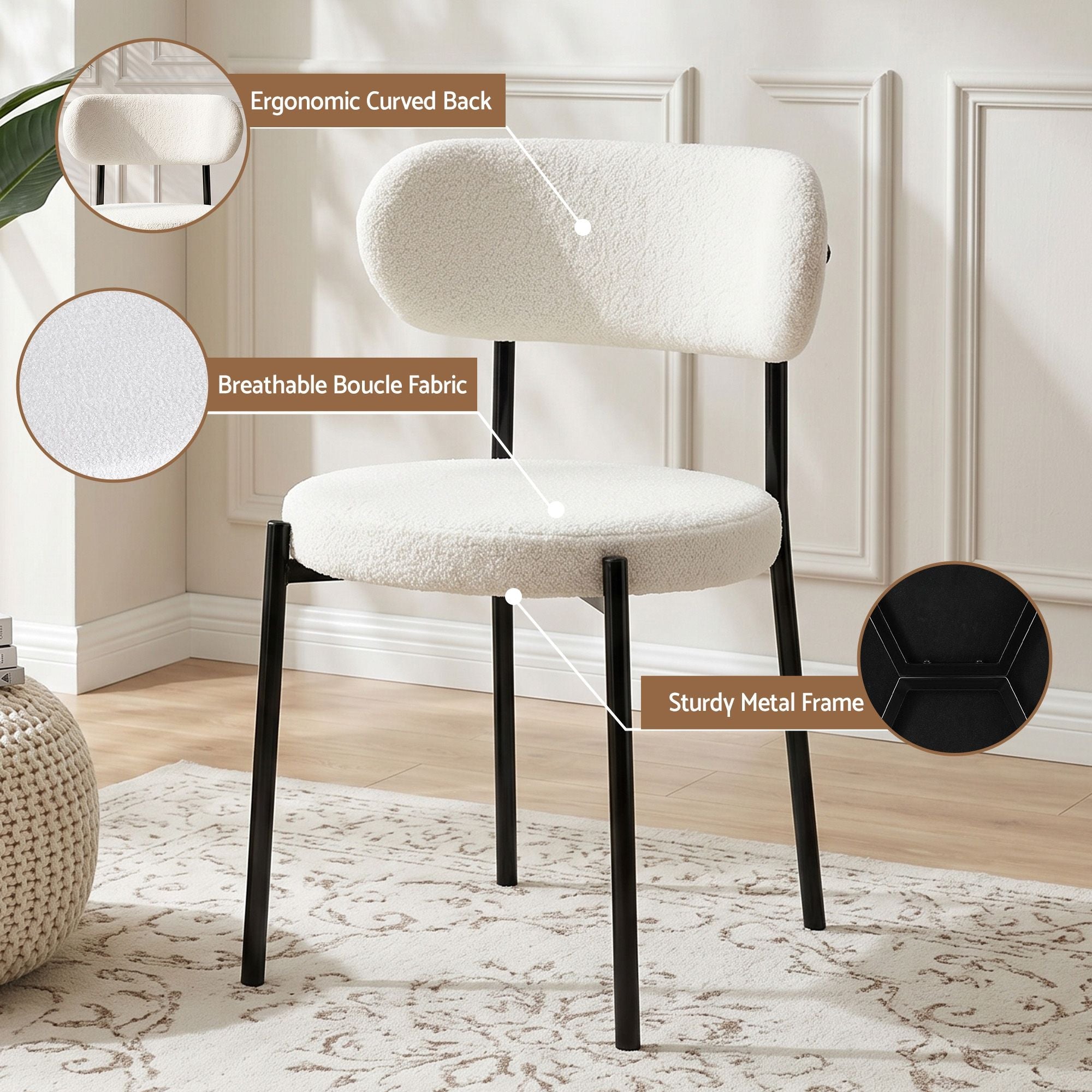 200cm Extendable Dining Table Set with 4x Dining Chairs Sherpa White - Furniture > Dining > Dining Set - Rivercity House & Home Co. (ABN 18 642 972 209) - Affordable Modern Furniture Australia