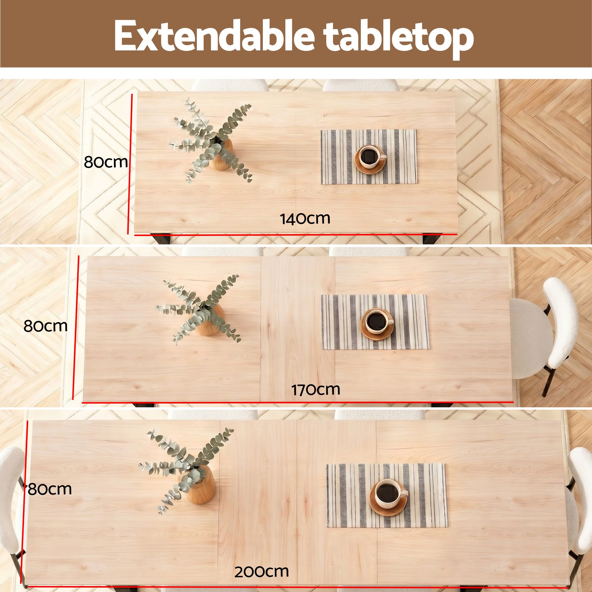 200cm Extendable Dining Table Set with 4x Dining Chairs Sherpa White - Furniture > Dining > Dining Set - Rivercity House & Home Co. (ABN 18 642 972 209) - Affordable Modern Furniture Australia