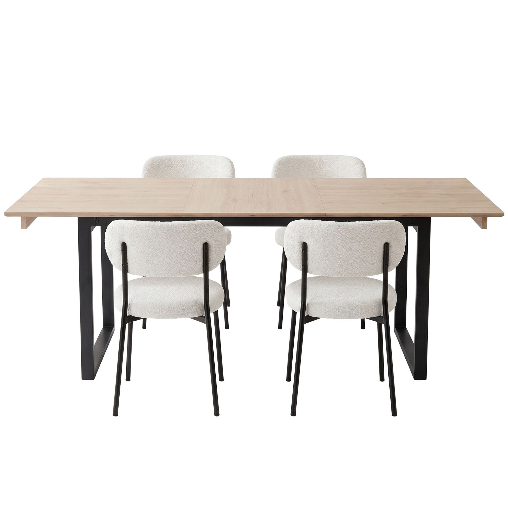 200cm Extendable Dining Table Set with 4x Dining Chairs Sherpa White - Furniture > Dining > Dining Set - Rivercity House & Home Co. (ABN 18 642 972 209) - Affordable Modern Furniture Australia