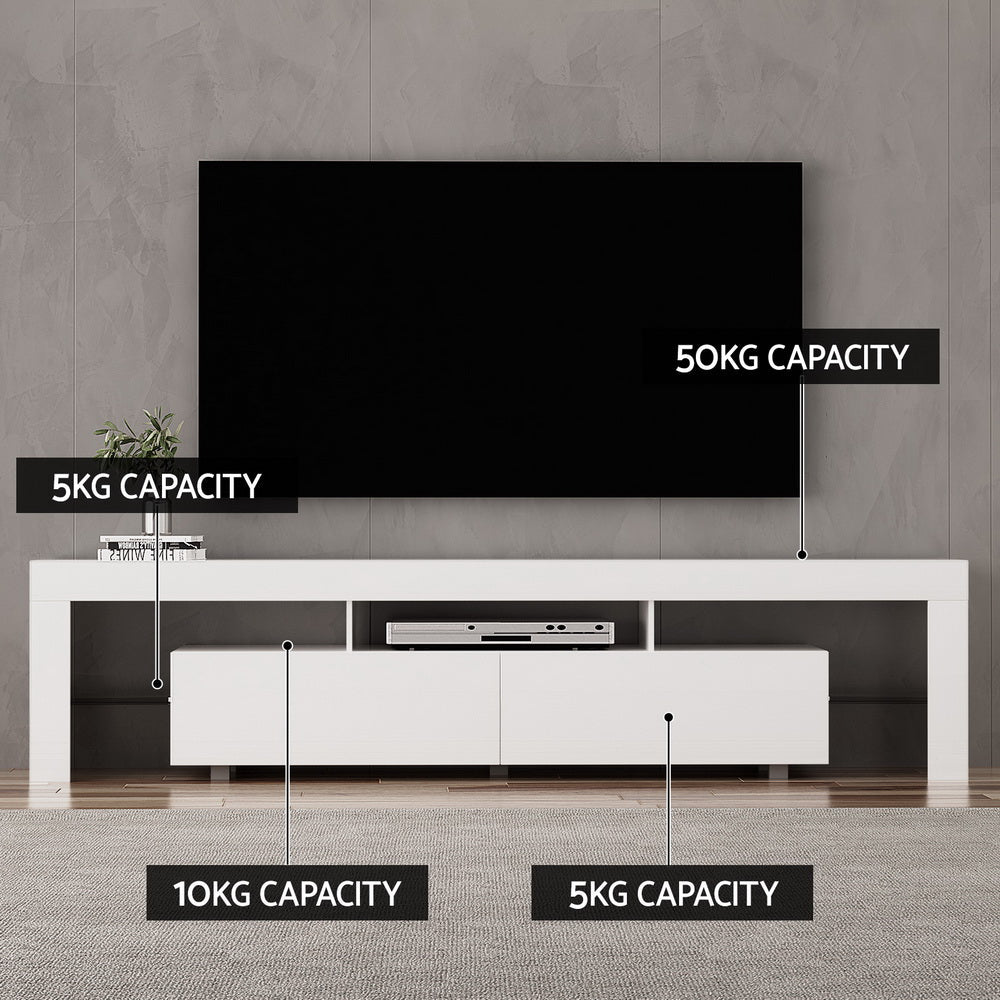 200CM LED Entertainment Unit in White Gloss - Furniture - Rivercity House & Home Co. (ABN 18 642 972 209) - Affordable Modern Furniture Australia
